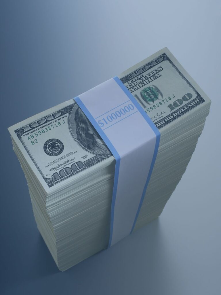 Wrapped one million dollar stack of money.